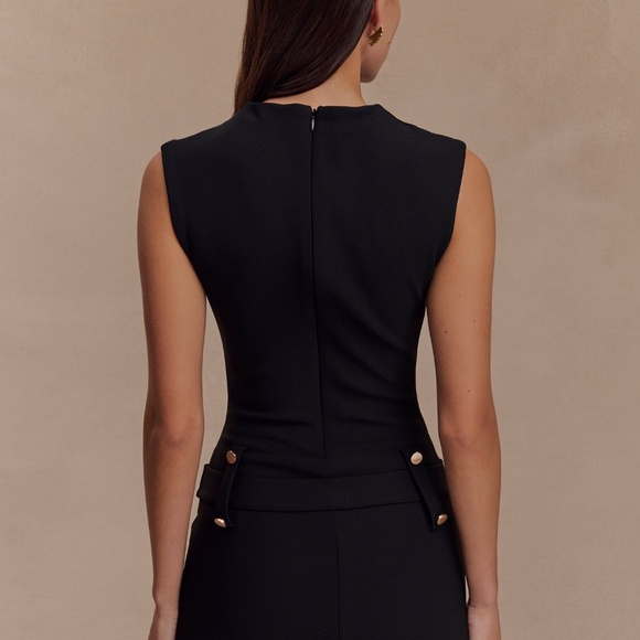 MESHKI Black Belted Mini Dress — Sleeveless, Gold Hardware, Size Small - Picture 10 of 15